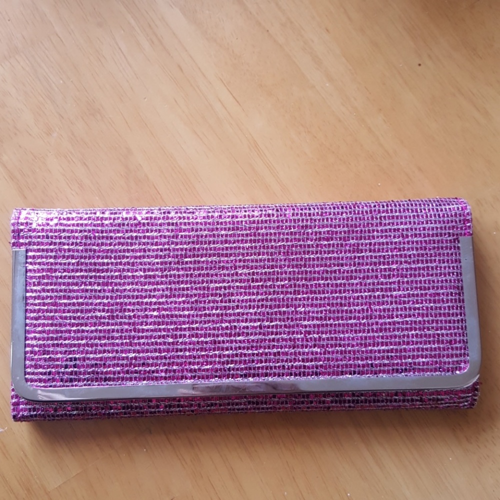 NWOT Hot pink sparkle clutch/wallet